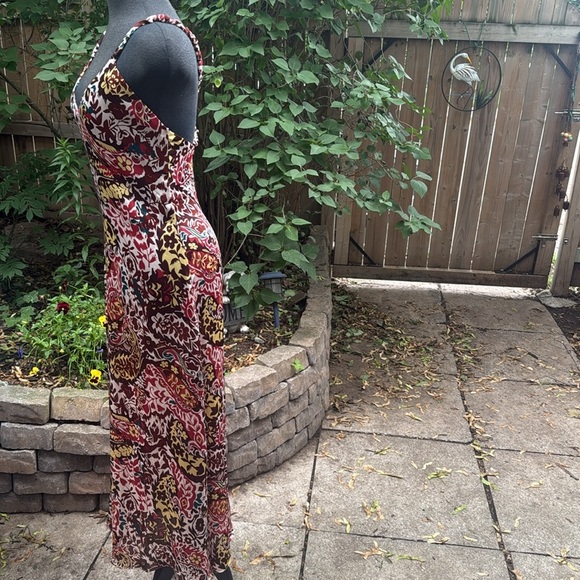 Zara Basic Metalic Paisly Multicolor Maxi Dress. Size XS - Picture 3 of 10